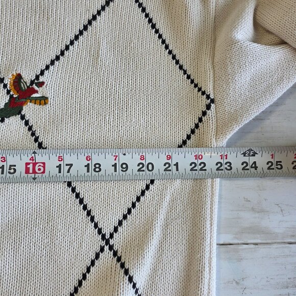Vintage CF Hathaway Cotton Hand Intarsia Sweater Argyle Pheasant Preppy Acadamia - Picture 6 of 8